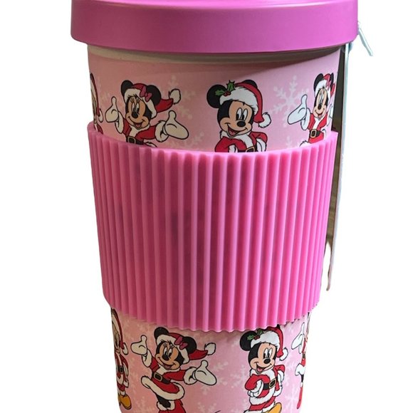 Disney Christmas Mickey and Minnie Mouse Bamboo Travel Mug, Pink, NWT - Picture 1 of 9